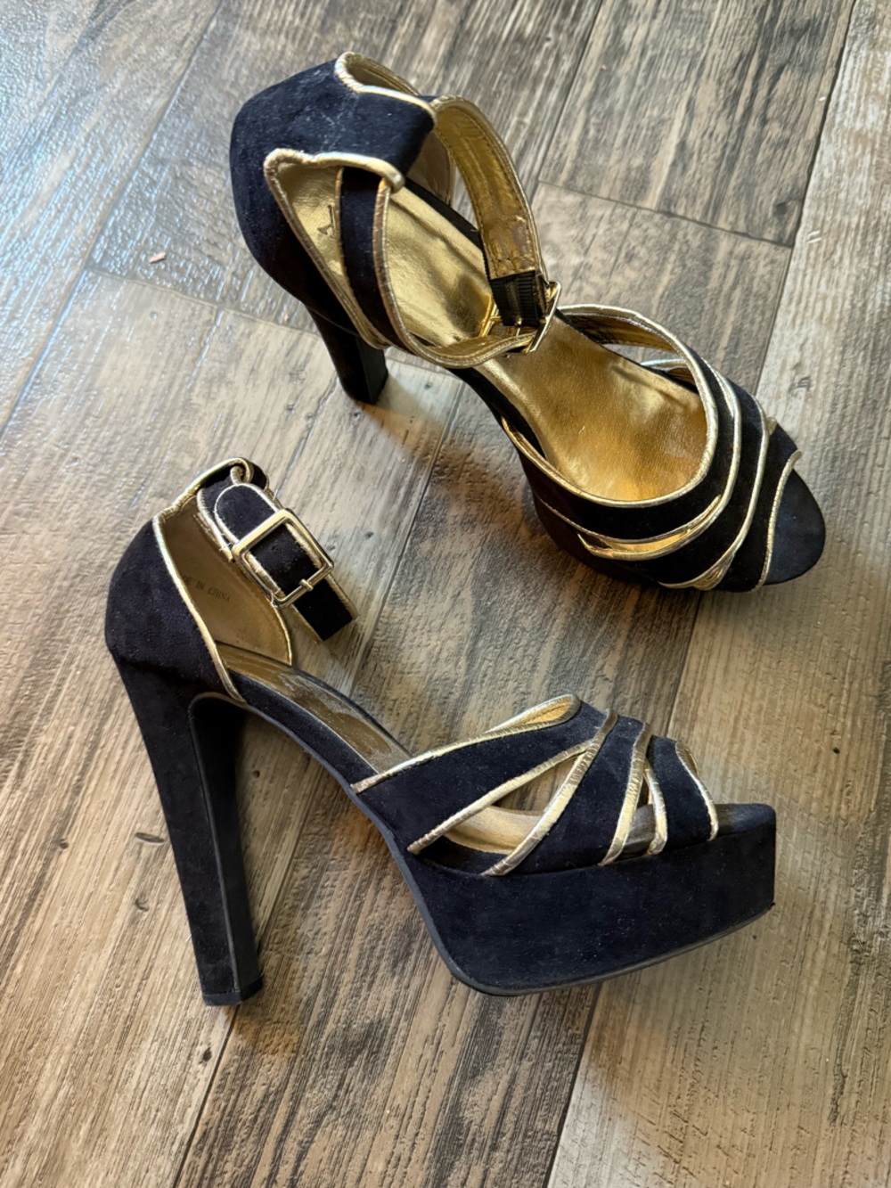 F21 Black and Gold Platforms